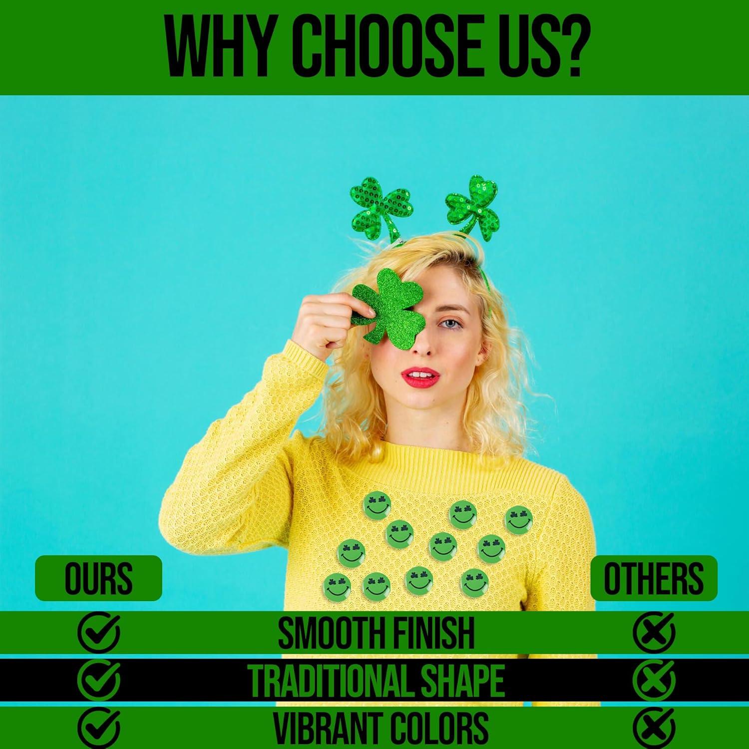 imageMini Shamrock Smile Face Buttons  Bulk Set of 48  St Patricks Day Party Supplies  Jewelry  Pins  Novelty Buttons