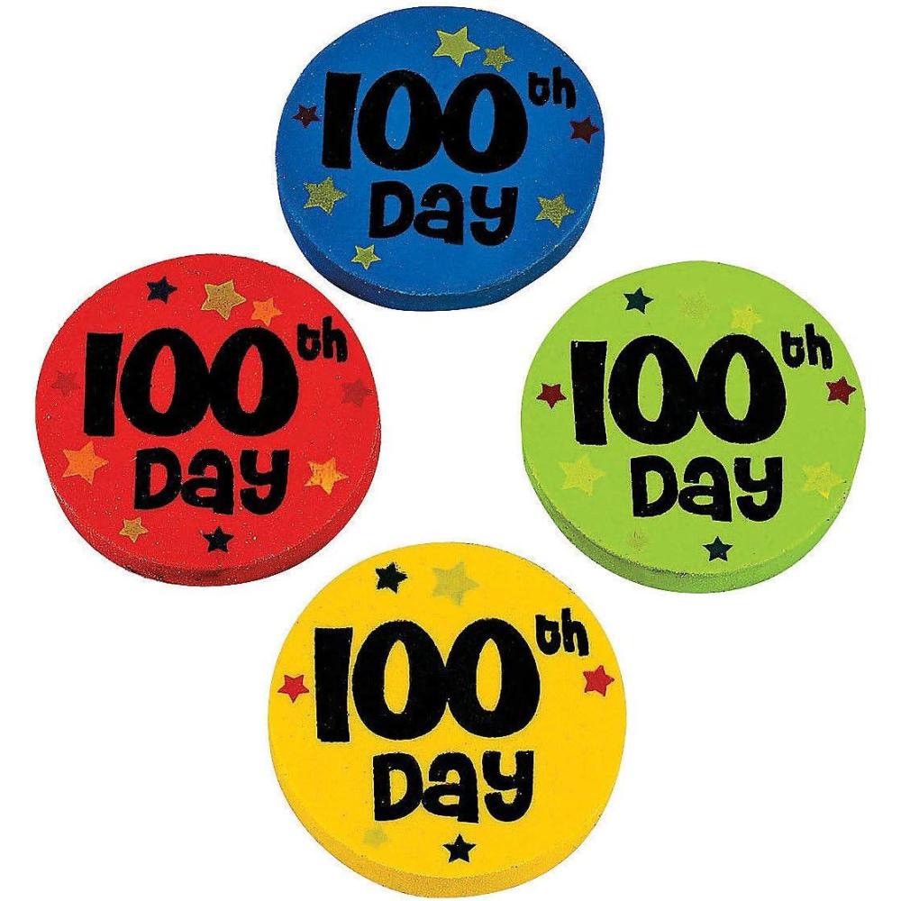 image100Th Day Erasers  25 Pieces  Educational and Learning Activities for Kids