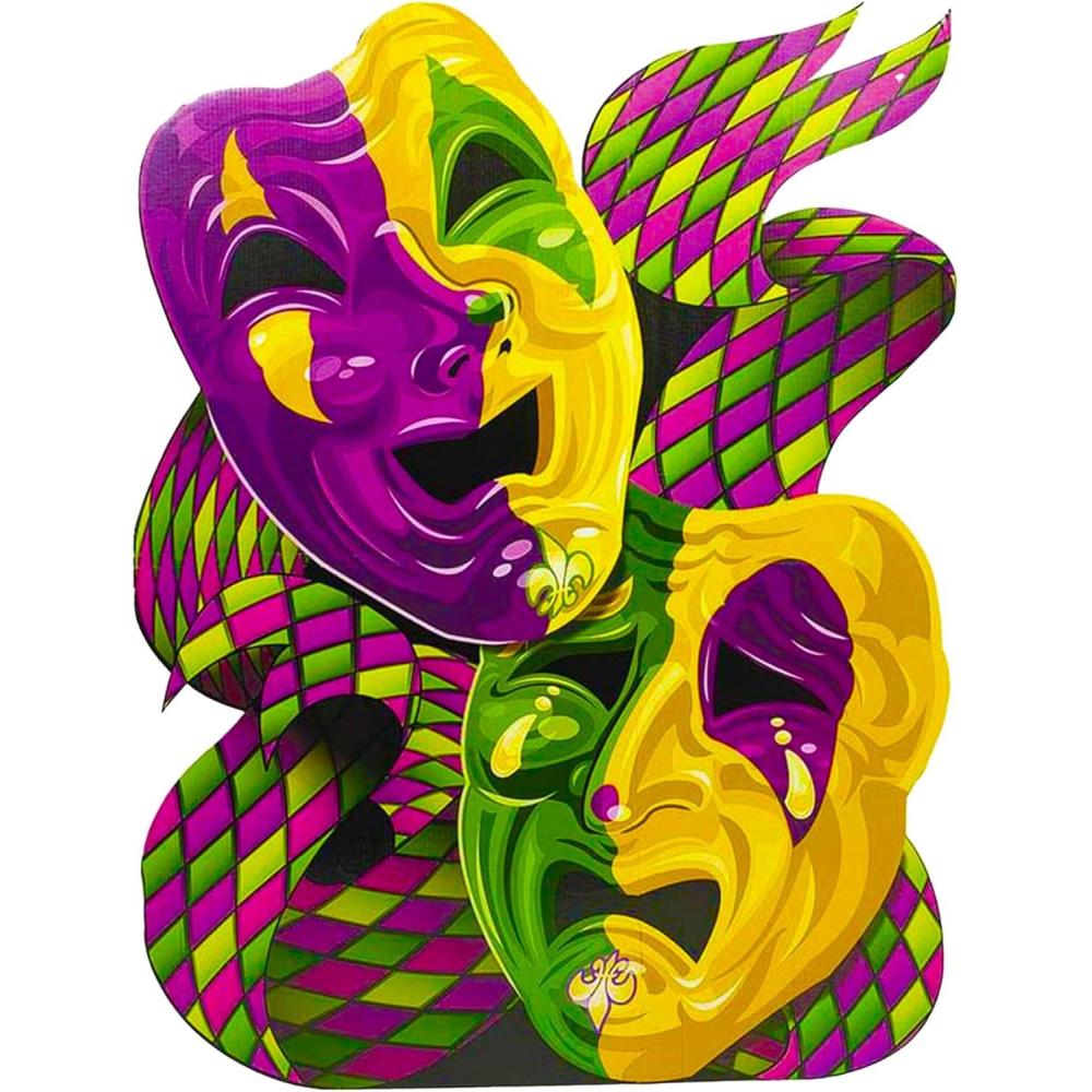 image5 Feet Tall Mardi Gras Mask Cardboard Photo Booth StandUp Backdrop  Party Decor  60quot High x 45quot Wide