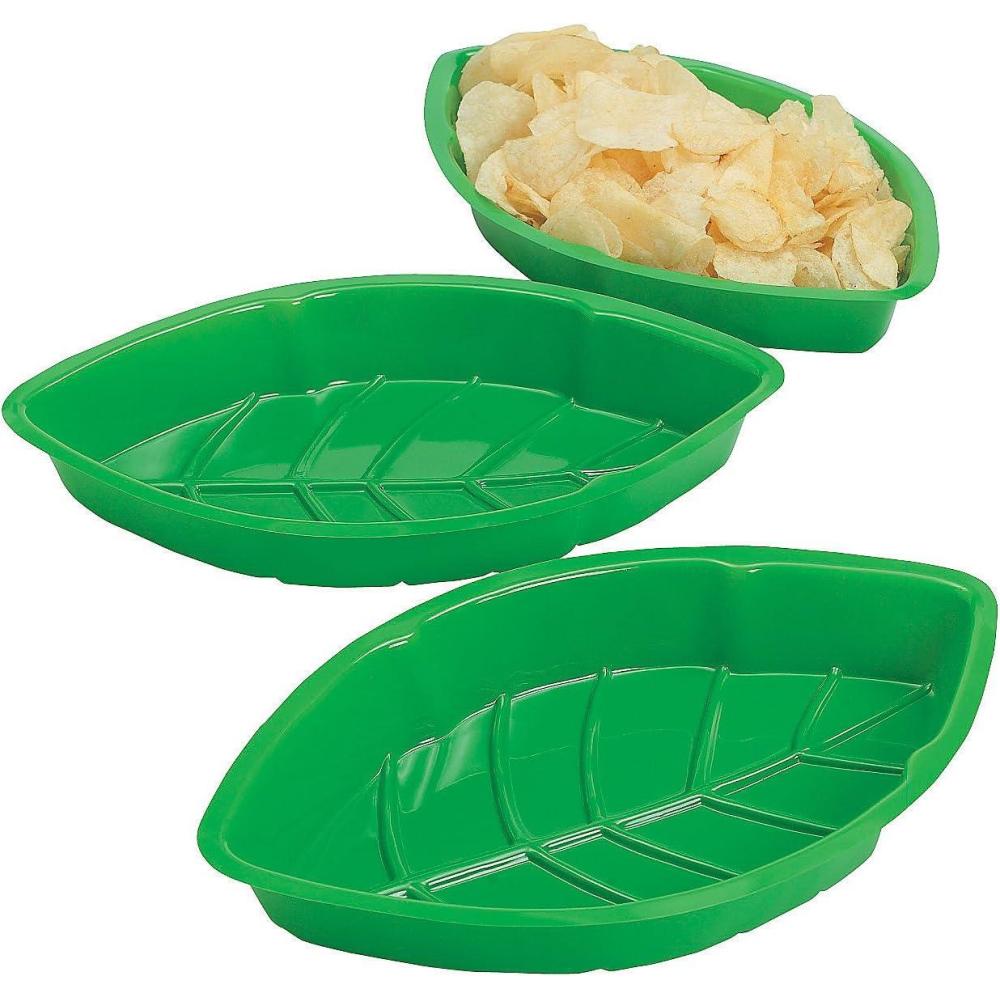 imageFun Express  Vacuum Plastic Palm Leaf Serving Trays for Spring  Party Supplies  Serveware ampamp Barware  Serving Platters  Spring  12 Pieces