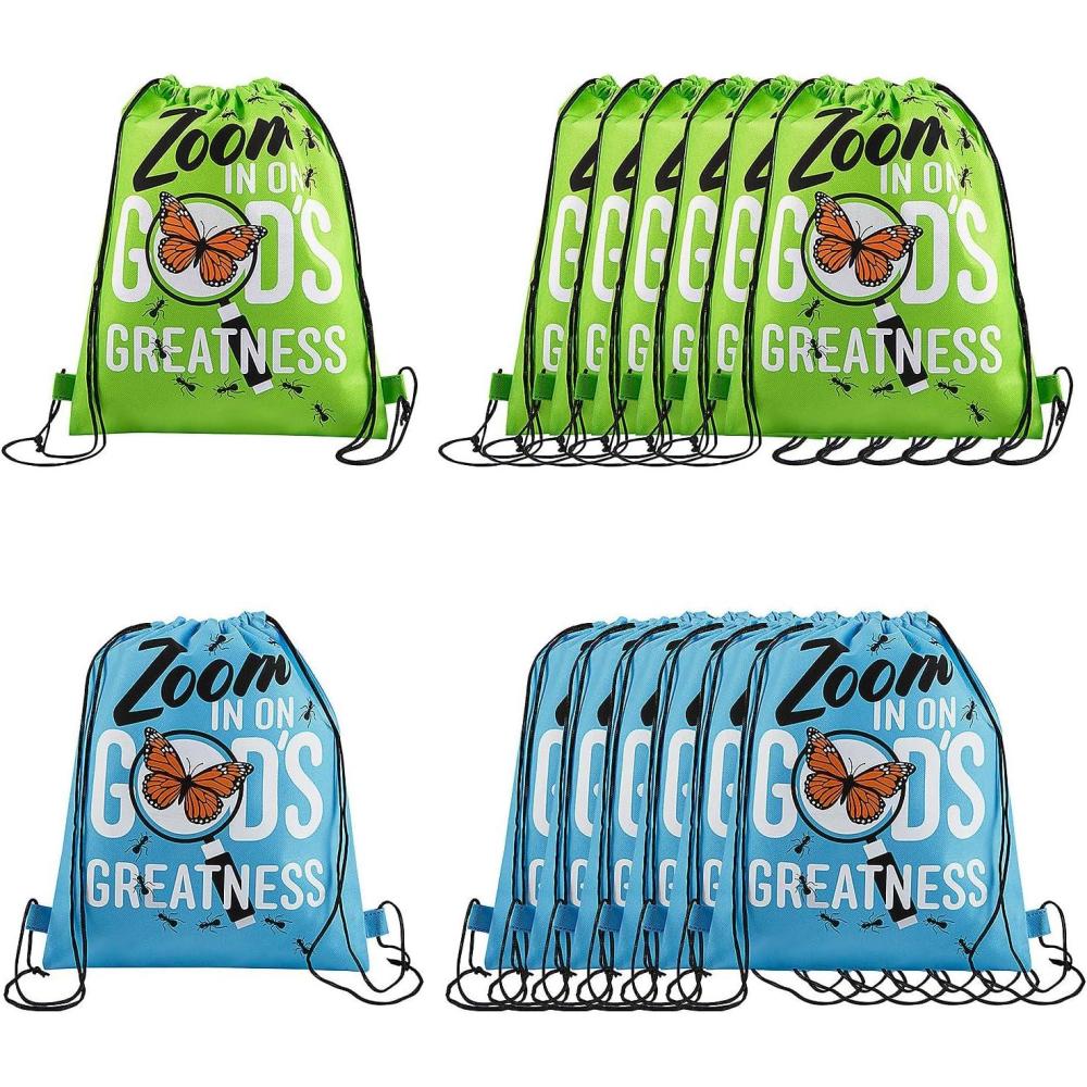 imageFun Express 12quot x 15quot Medium Zoom In VBS Nonwoven Drawstring Bags  12 Pieces Vacation Bible School Supplies