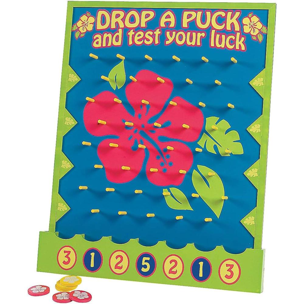 imageFun Express 16quot x 20quot Tropical Luau Multicolor Wood Tabletop Disc Drop Game  8 Pieces in Set  Great for Vacation Bible School Birthday Parties and Luaus