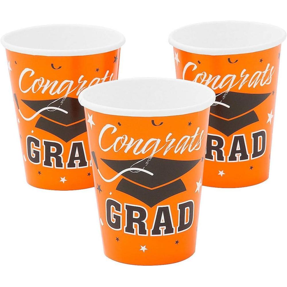 imageFun Express CONGRATS GRAD ORANGE 9OZ CUPS 25PC  Party Supplies  25 Pieces