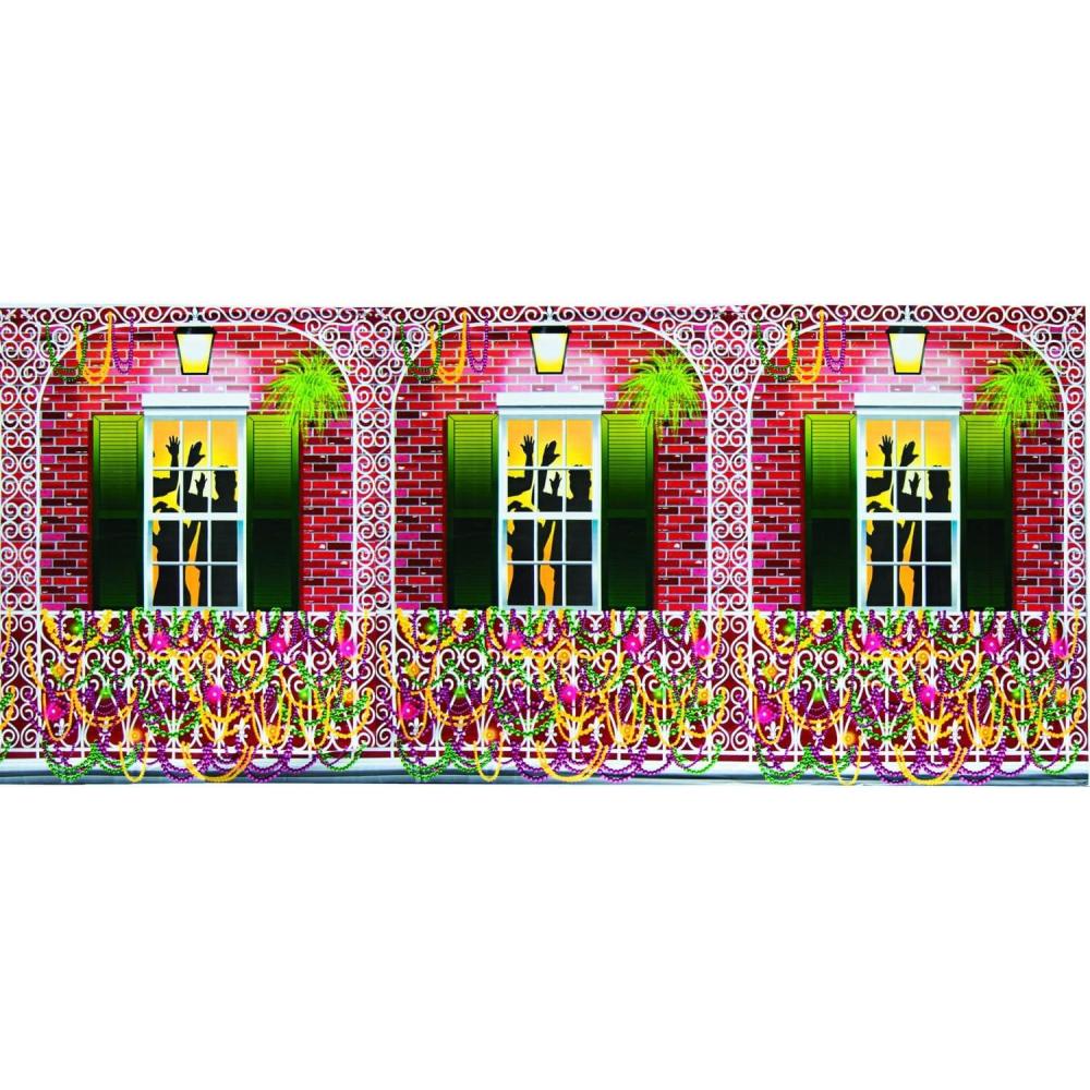 imageFun Express DesignARoom Mardi Gras Balcony Backdrop 30 x 4 Ft Great for All Your Mardi Gras Day Celebtrations and Grand Events