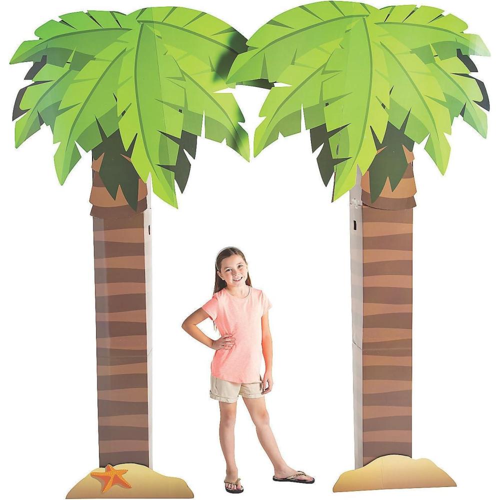 imageFun Express Luau Palm Tree Cardboard Archway  Vibrant Tropical Party Decor for Hawaiian Themed Events Luau Parties and Summer Celebrations  Perfect for Photo Opportunities Easy to Assemble  1 Piece