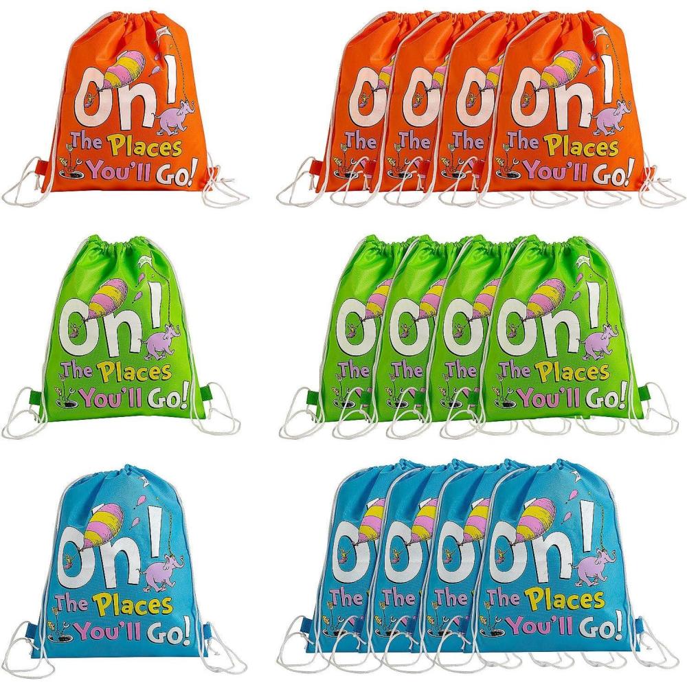 imageFun Express Medium Dr Seuss Oh the Places Youll Go Drawstring Bags  12 Piece
