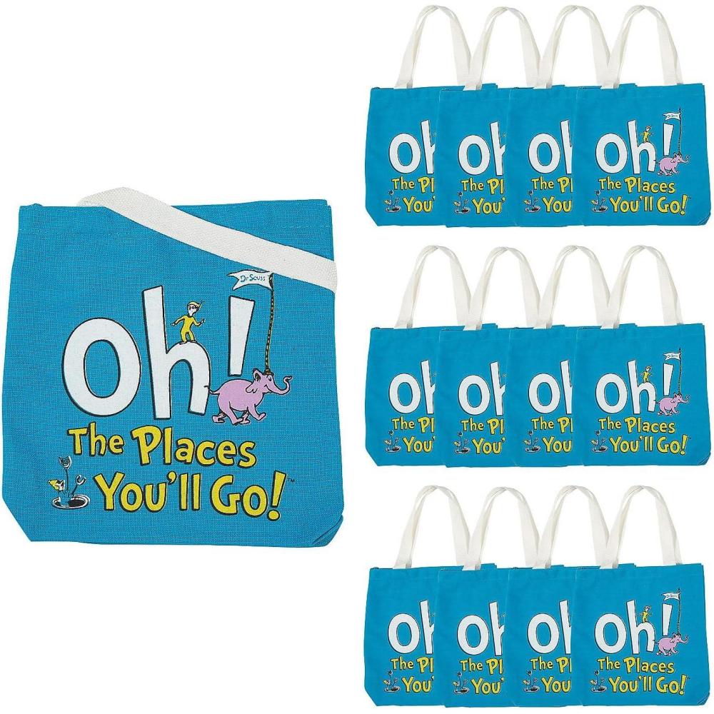 imageFun Express Mini Dr Seuss Oh the Places Youll Go Canvas Tote Bags  12 pieces