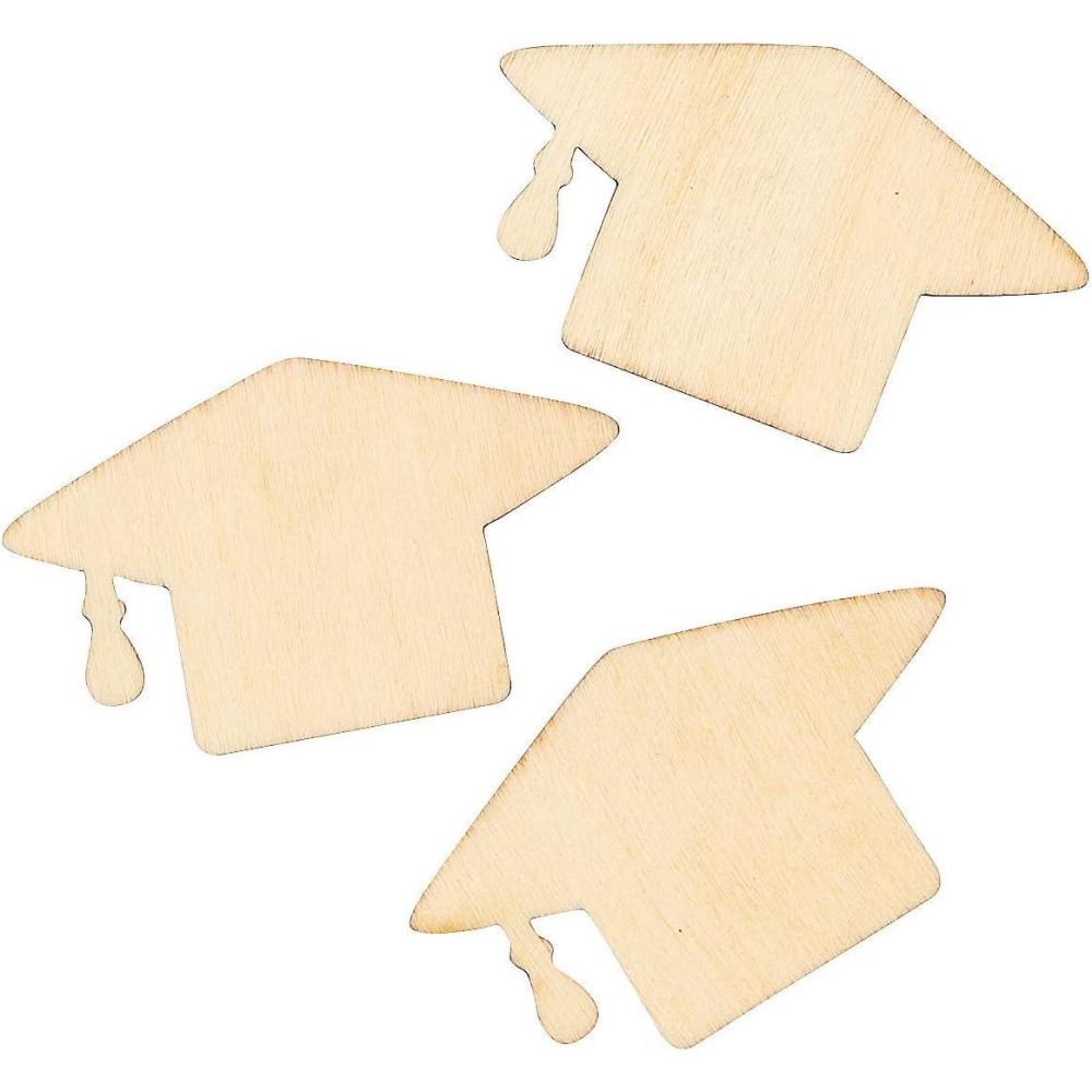 imageFun Express Mini Wooden Graduation Caps  48 Pieces DIY Unfinished Graduation Cap Toppers for Party Table Decorations ampamp Graduation Party