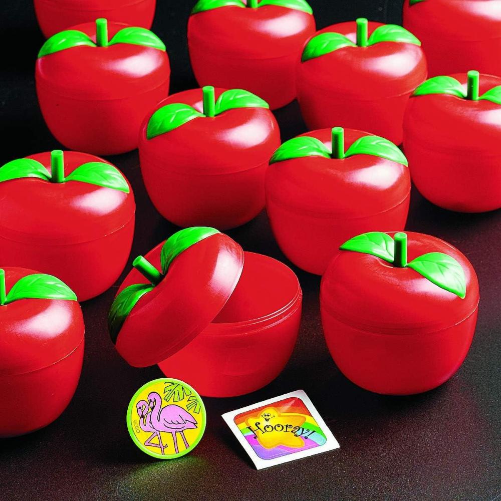 imageFun Express Plastic Apples ToyFilled Bobbing Game Set of 12  Apple Party Favors for Kids Preschool Teacher Gifts Bulk  Back to School Decorations ampamp Halloween Party Supplies  3 Inch Red Apples
