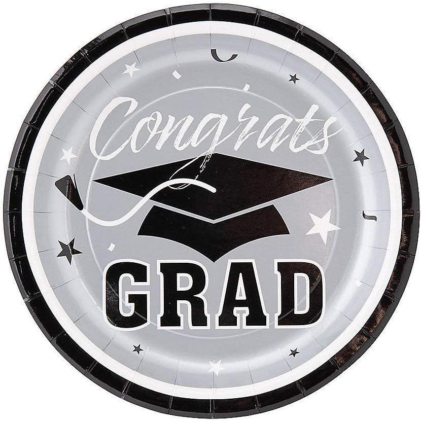 imageFun Express Silver Congrats Grad Paper Dessert Plates  Disposable Dinner Dessert Paper Plates for Congrats Grad Party Decorations  Graduation Party Supplies  Holiday Gathering Tableware  25 Pieces