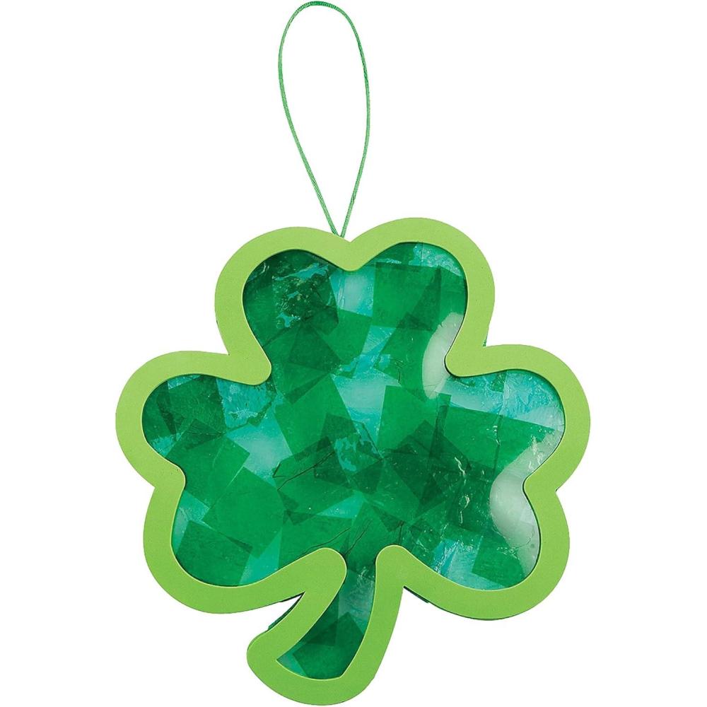imageFun Express St Patricks Day Crafts for Kids  Shamrock Suncatcher Kit Makes 12 Window Art Projects  Tissue Paper Craft Kit for Classroom Activities Parties ampamp Home  Ages 3 Easy DIY