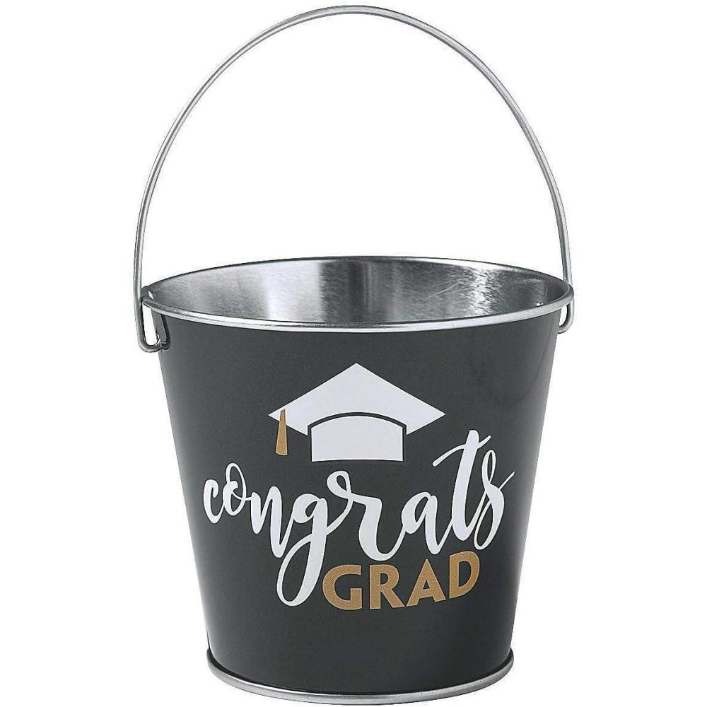 imageGraduation Metal Pails fill with Snacks and Treats  Set of 12  Graduation Party Supplies