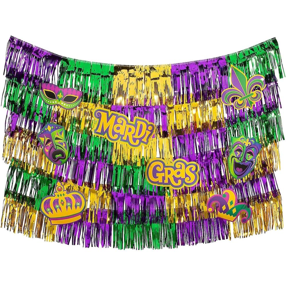 imageMardi Gras Fringe Garland Backdrop  Party Decor  6 Feet Long