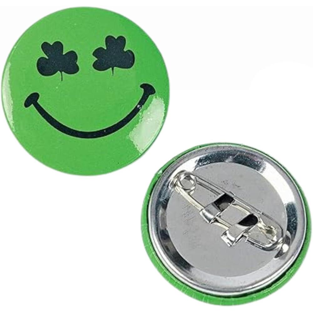 imageMini Shamrock Smile Face Buttons  Bulk Set of 48  St Patricks Day Party Supplies  Jewelry  Pins  Novelty Buttons