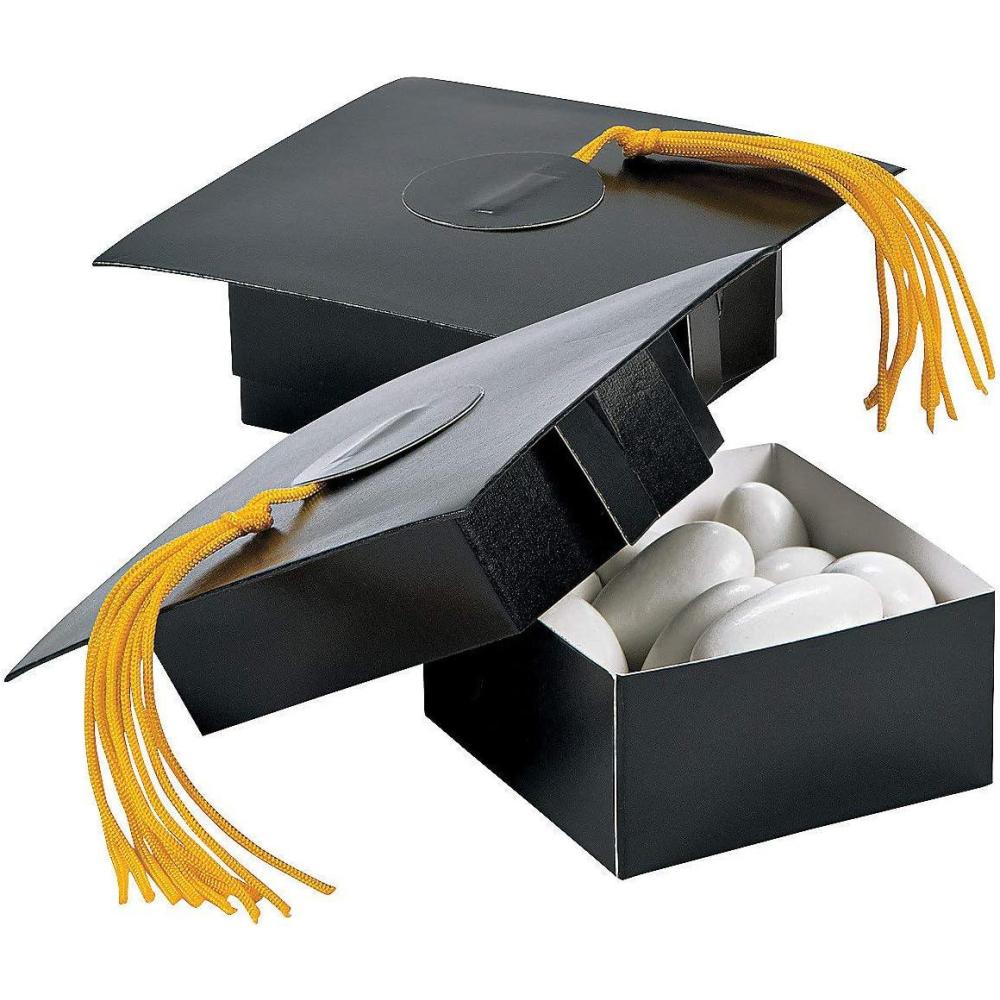 imageMortarboard Graduation Cap Shaped Treat Box  Set of 12  Graduation Party Supplies