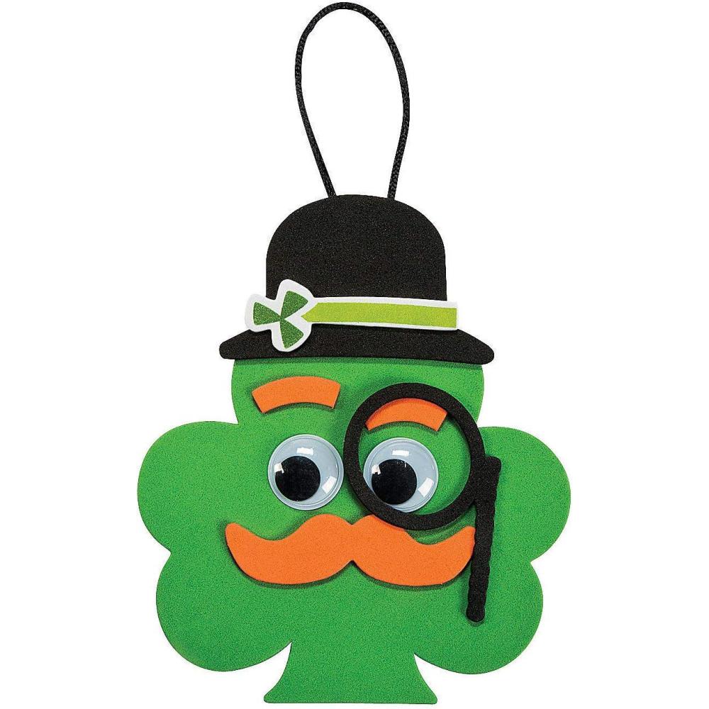 imageShamrock with Mustache Ornament Craft Kit  Makes 12  St Patricks Day Crafts for Kids and Fun Home Activities