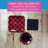 146 Piece Buffalo Plaid Disposable Tableware Kit For 48 Guests, Plates, Napkins, Great for Holiday and Birthday Parties