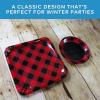 146 Piece Buffalo Plaid Disposable Tableware Kit For 48 Guests, Plates, Napkins, Great for Holiday and Birthday Parties