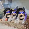Fun Express 3 Pieces 2 ft. Light-Up Witch Head Yard Stake Halloween Decorations
