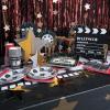 Fun Express Black with Gold Star Disposable Tablecloth Roll for Graduation (40 in x 100 ft)