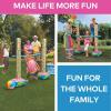 Fun Express Limbo Game for Kids and Adults – 5 Feet Tall Adjustable Carnival Games Set for Birthday Party Games | Outdoor Games for Pool Party, Luau Games & Field Day Activities | 3-Piece Vinyl Kit
