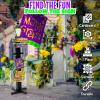 Fun Express Mardi Gras Decorations Bourbon Street Sign – Large 4ft 8in Cardboard Directional Signs for New Orleans Party Decorations Vintage Street Signs Metal Look Backdrop for Carnival Theme Events