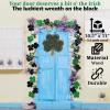 Fun Express Shamrock-Shaped Wreath – Premium Wooden St Patricks Day Decorations for Front Door & Home | Irish Wall Decor with Rustic Green Clover Design | Indoor Outdoor March Holiday