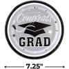 Fun Express Silver Congrats Grad Paper Dessert Plates – Disposable Dinner Dessert Paper Plates for Congrats Grad Party Decorations – Graduation Party Supplies – Holiday Gathering Tableware – 25 Pieces
