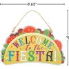 Fun Express Taco Welcome to The Fiesta Door Sign – Colorful Cinco de Mayo & Taco Party Decor – Festive Vibrant Design for Home Events Birthdays & Celebrations – Fun Eye-Catching Welcome Sign – 1 Piece
