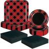 146 Piece Buffalo Plaid Disposable Tableware Kit For 48 Guests, Plates, Napkins, Great for Holiday and Birthday Parties
