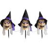 Fun Express 3 Pieces 2 ft. Light-Up Witch Head Yard Stake Halloween Decorations