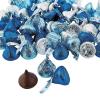Fun Express Blue Kisses Bulk Chocolate Candy Individually Wrapped – 11oz Baby Shower Candy Boy & Wedding Candy Favors for Guests | Silver Foil Milk Chocolate Kisses for Party Favors (65 Pieces)