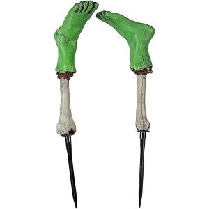 Fun Express 2 Pieces 4-1/2″ x 18″ Zombie Feet Yard Stakes Halloween Decorations, Haunted House Decorations, Multi-Colors