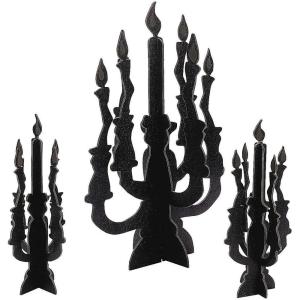 Fun Express Candelabra Centerpiece with Glow in The Dark Flames for Halloween – 3 Piece Set – Party Decor