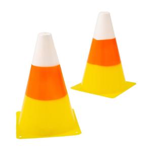 Fun Express Candy Corn Traffic Cones 12 Pack – Halloween Table Decor & Mantel Decorations | Fake Candy Corn for Fall Halloween Party Games, Shelf Display & Home Festive Arrangements | 8″ Plastic