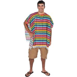 Fun Express Fiesta Poncho for Cinco de Mayo (Adult Size with Bright Colorful Stripes) Party and Costume Supplies