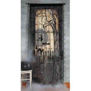 Fun Express Halloween Spooky Lighted Lace Curtain Panel (7 feet Long)