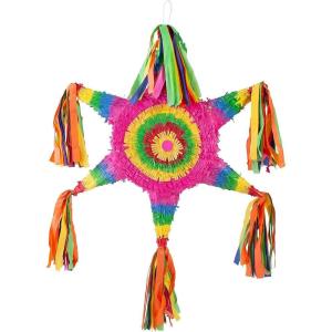 Fun Express Large Star Pinata for Mexican Fiesta Party Decorations – Traditional 6-Pointed Design for Cinco de Mayo, Birthday Parties & Celebrations | Pull String Compatible | Kids & Adults