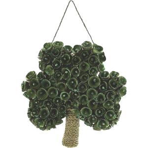 Fun Express Shamrock-Shaped Wreath – Premium Wooden St Patricks Day Decorations for Front Door & Home | Irish Wall Decor with Rustic Green Clover Design | Indoor Outdoor March Holiday