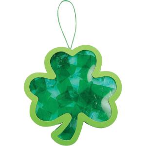 Fun Express St Patricks Day Crafts for Kids – Shamrock Suncatcher Kit Makes 12 Window Art Projects | Tissue Paper Craft Kit for Classroom Activities, Parties & Home | Ages 3+ Easy DIY