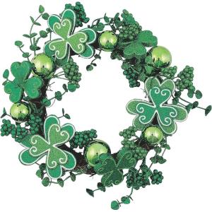 Fun Express St Patrick’s Day Shamrock Wreath – 13-Inch Artificial Shamrock Wreath – Spring – Door or Wall Decor