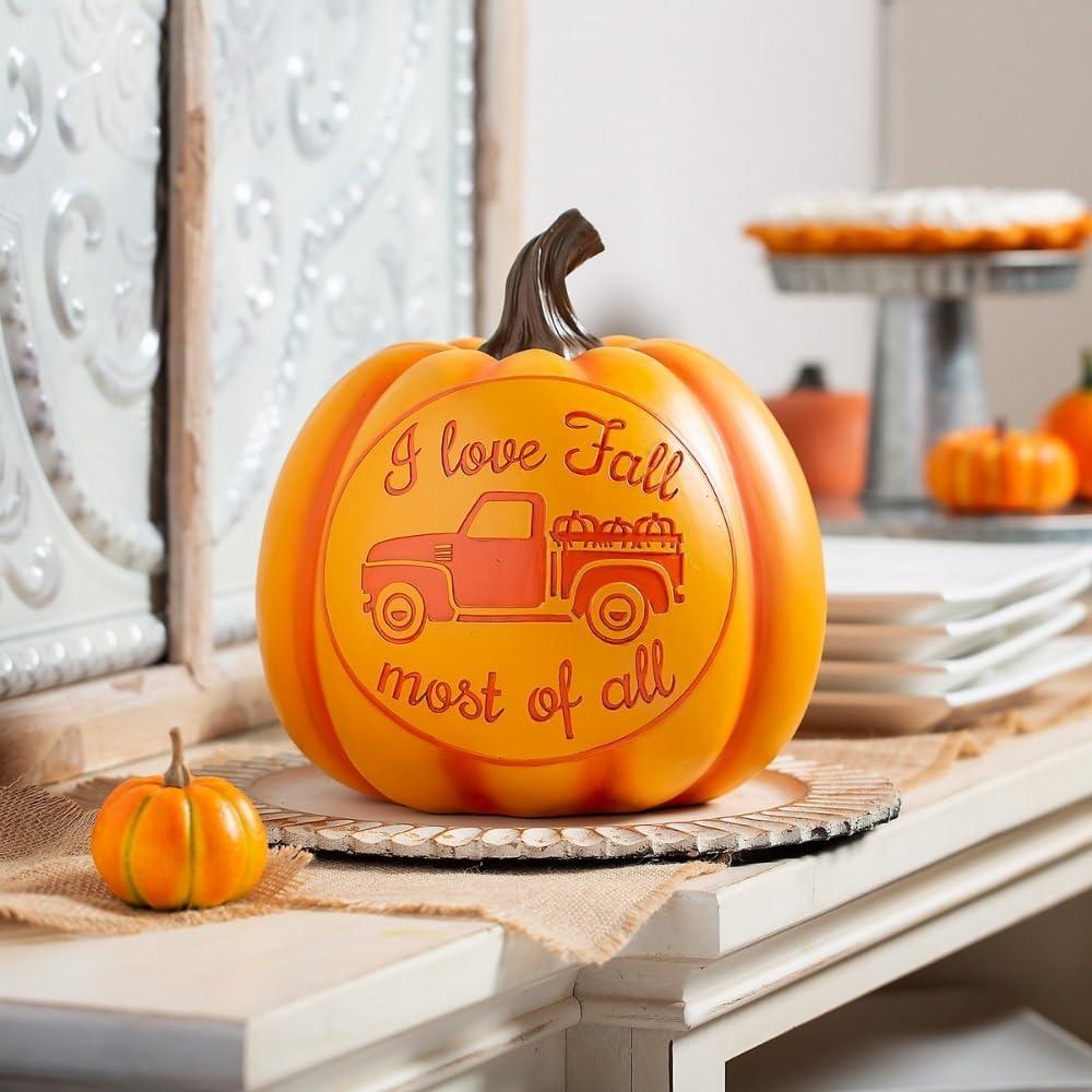 imageFun Express Carved Resin Pumpkin Fall Decoration