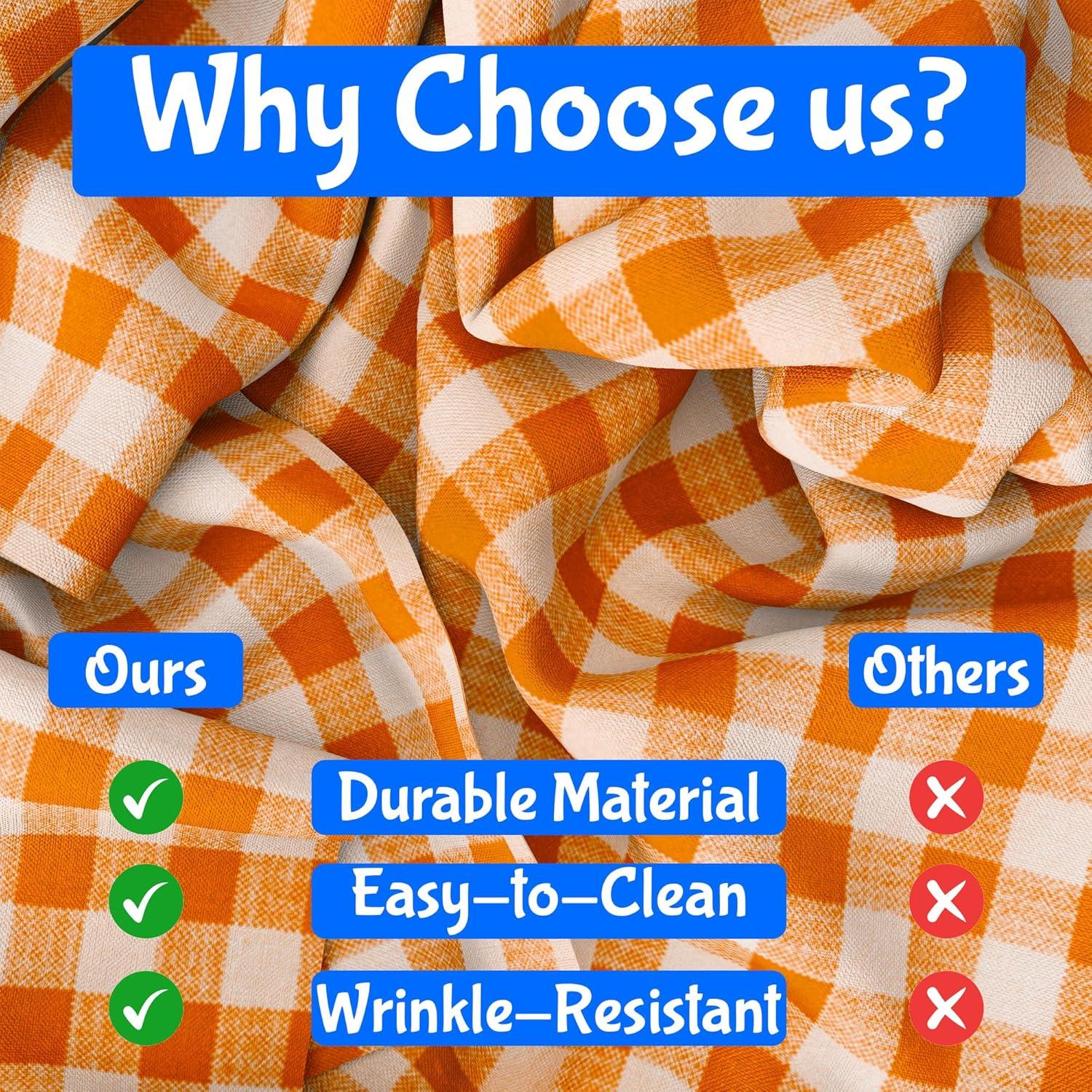 imageFun Express Orange Gingham Tablecloth Roll 100 feet Long Fall and Halloween Party Supplies Table Covers