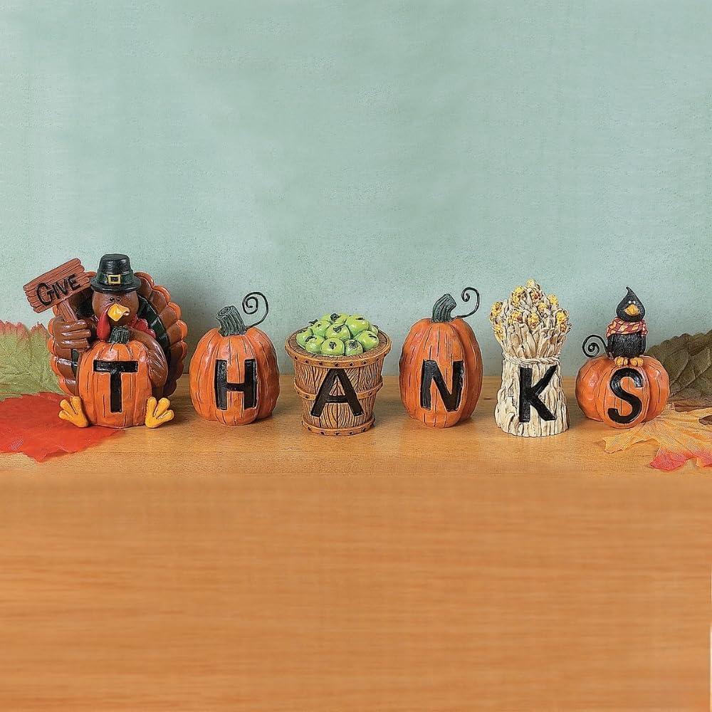 imageFun Express Resin Give Thanks Blocks Set of 6 Fall Home Decor