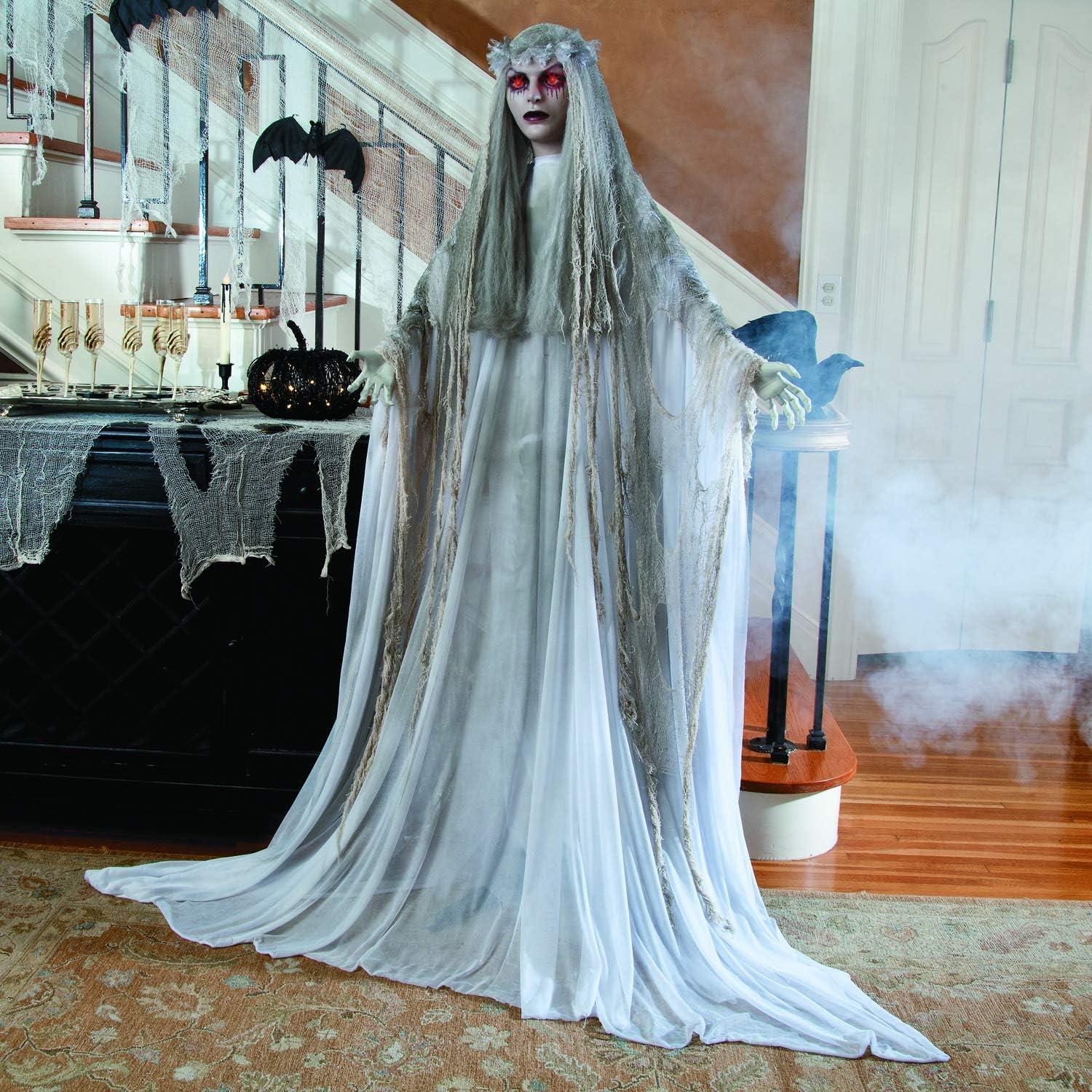 imageFun Express Standing Ghost Girl Halloween Decorations Outdoor  5ft 7in Light Up Ghost with Flashing Red Eyes  Scary Halloween Decor for Porch Yard ampamp Indoor  Spooky Halloween Ghost Decorations
