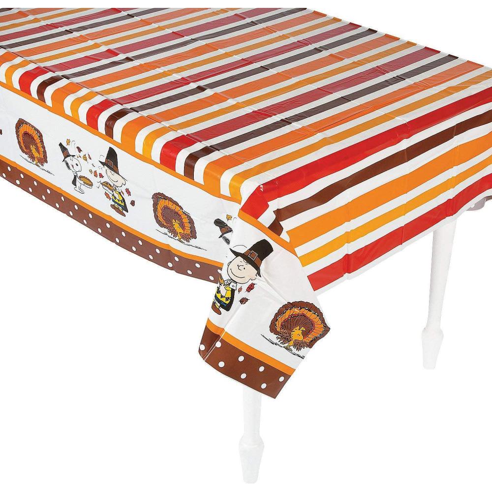 image54quot x 108quot Peanuts Charlie Brown ampamp Snoopy Thanksgiving Plastic Tablecloth