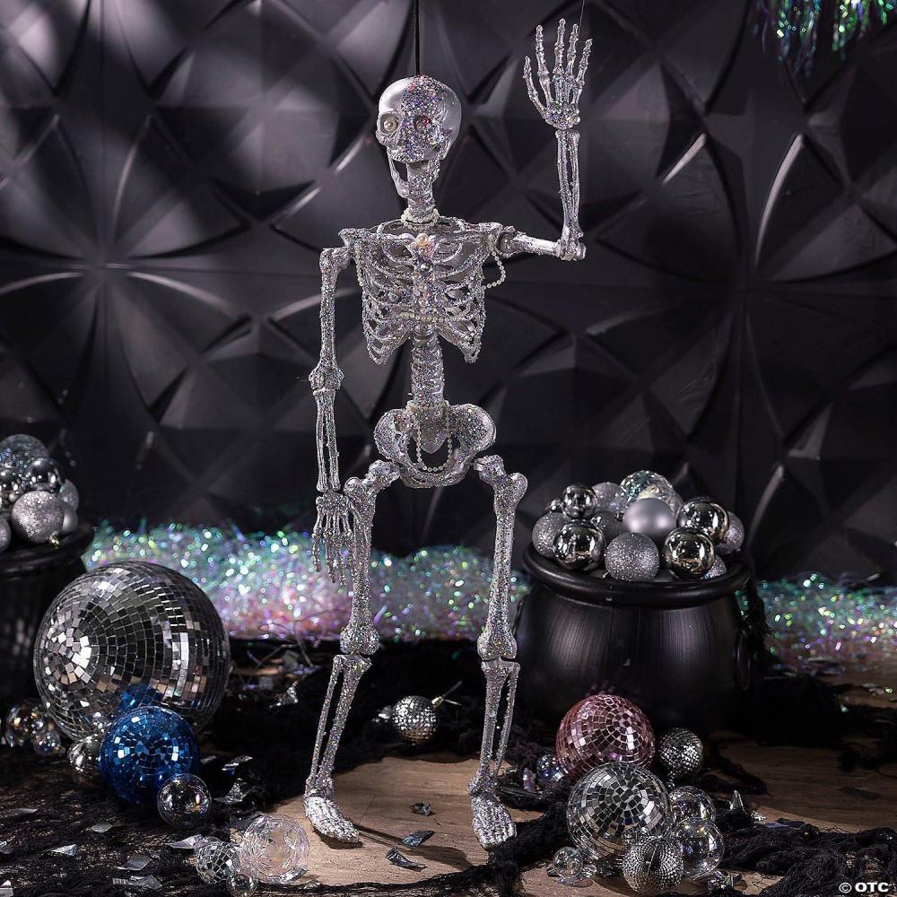 imageATC 35 12quot Hanging Silver Skeleton with Multicolor Jewelry Halloween Decoration