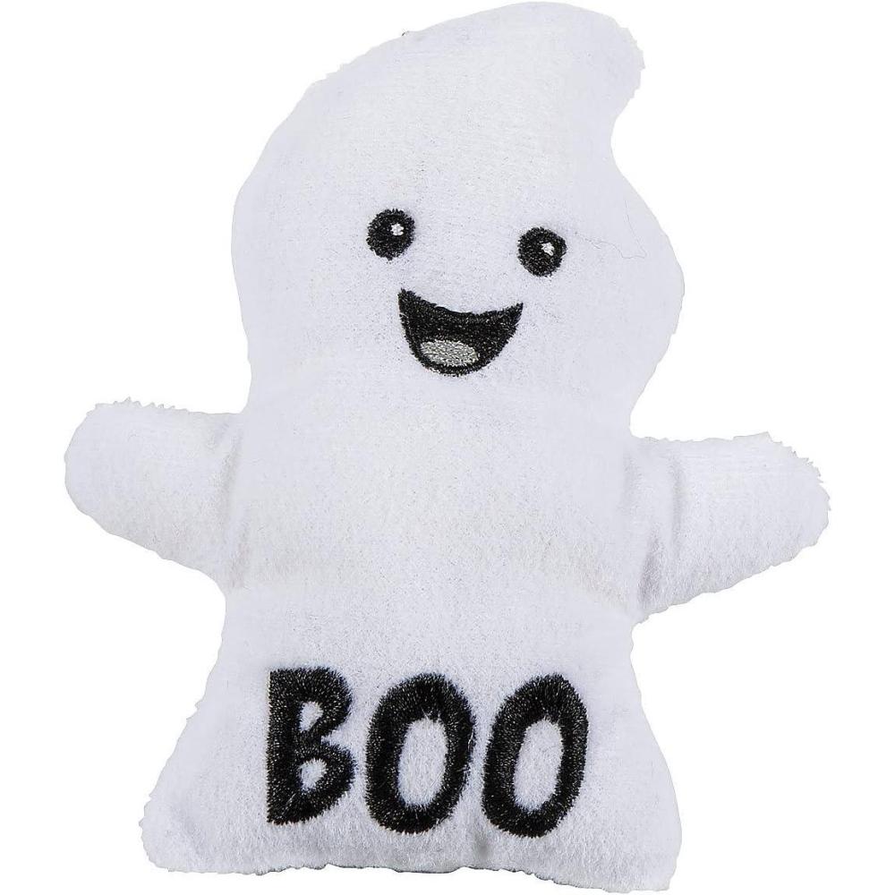 imageAdorable White Halloween Stuffed Ghosts with Boo Print  375quot x 425quot Pack of 12  Perfect for TrunkorTreat Event Giveaways Halloween Party Favors or Game Prizes