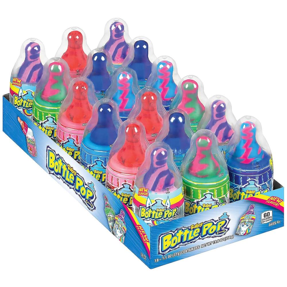 imageAssorted Flavor Baby Bottle Pop Candies 18 Count  FatFree Perfect Party Favors for Birthdays Holidays ampamp Trick or Treat Goodie Bags for Kids Ages 4
