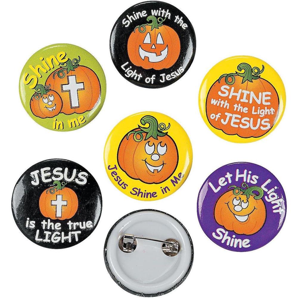 imageChristian Pumpkin GlowintheDark Mini Buttons for Halloween  Bulk set of 48  Party Favor Jewelry and Handouts